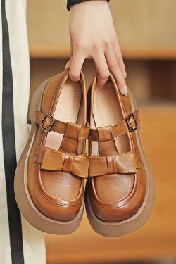 Italian-Style Bow Soft Sole 6 cm Heels - Comfortable Genuine Leather Footwear for Effortless Elegance