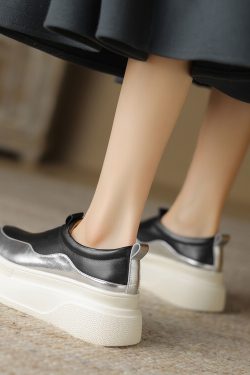 Italian-Style Color-Block Loafers for Women - 6 cm Thick-Soled Genuine Leather Soft Sole for All-Day Comfort