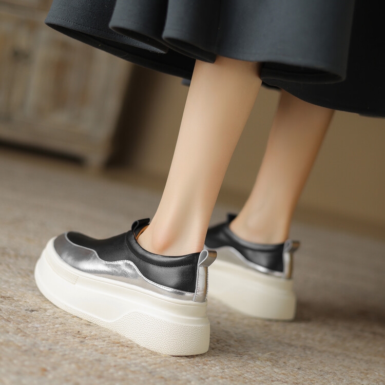 Italian-Style Color-Block Loafers for Women - 6 cm Thick-Soled Genuine Leather Soft Sole for All-Day Comfort Italian-Style Color-Block Loafers for Women - 6 cm Thick-Soled Genuine Leather Soft Sole for All-Day Comfort