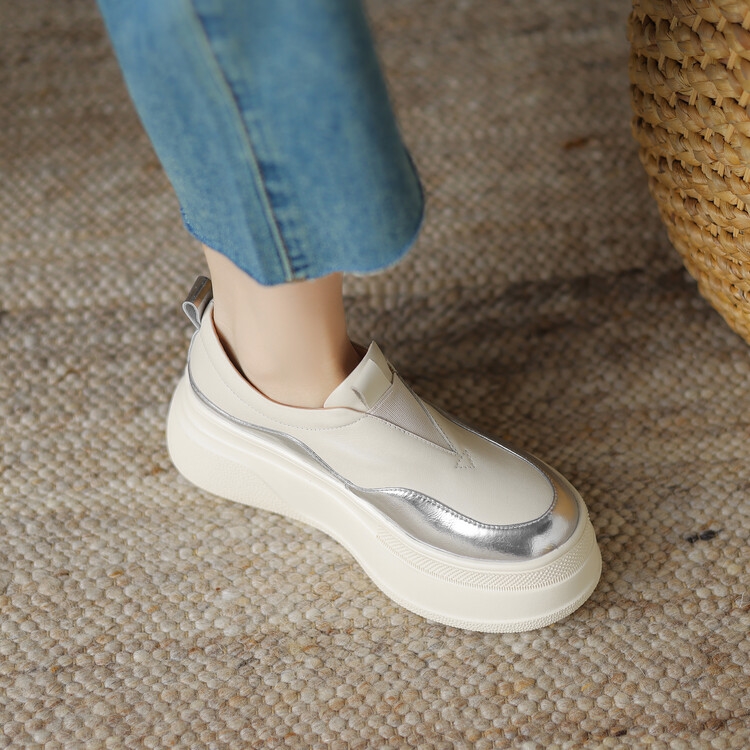 Italian-Style Color-Block Loafers for Women - 6 cm Thick-Soled Genuine Leather Soft Sole for All-Day Comfort Italian-Style Color-Block Loafers for Women - 6 cm Thick-Soled Genuine Leather Soft Sole for All-Day Comfort