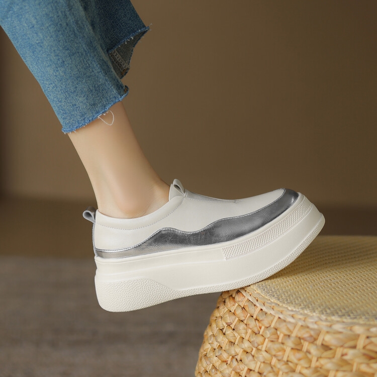 Italian-Style Color-Block Loafers for Women - 6 cm Thick-Soled Genuine Leather Soft Sole for All-Day Comfort Italian-Style Color-Block Loafers for Women - 6 cm Thick-Soled Genuine Leather Soft Sole for All-Day Comfort