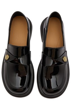 Italian-Style Genuine Leather Flat Loafers for Women - Soft-Soled Non-Fatiguing Shoes with 2.5 cm Small Gold Detail