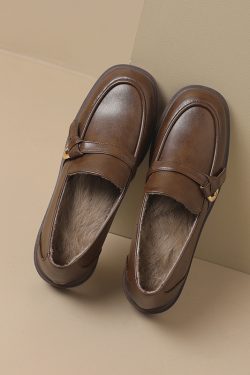 Italian-Style Genuine Leather Round-Toe Loafers for Women - 3 cm Soft-Soled Retro Comfortable Shoes