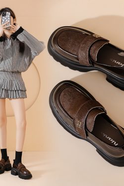 Italian-Style Genuine Leather Thick-Soled Loafers for Women - 6 cm Soft Sole Comfortable Shoes - New Model MM