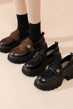 Italian-Style Genuine Leather Thick-Soled Loafers for Women - 6 cm Soft Sole Comfortable Shoes - New Model MM