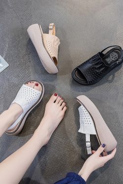 Italian-Style Hollow-Out Cowhide Retro Top Layer Muffin Fashion Top - 7cm Cool Outdoor Look