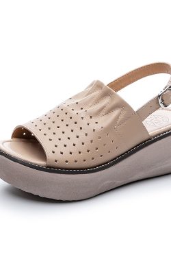 Italian-Style Hollow-Out Cowhide Retro Top Layer Muffin Fashion Top - 7cm Cool Outdoor Look