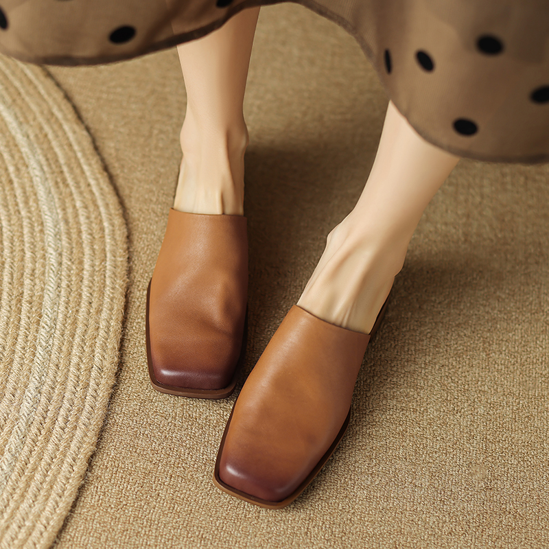 Italian-Style Soft Sole Leather Flats - 2.5 cm Square Toe, Ultra Soft Comfort for All-Day Wear Italian-Style Soft Sole Leather Flats - 2.5 cm Square Toe, Ultra Soft Comfort for All-Day Wear