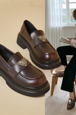 Italian-Style Soft-Soled 4.5 cm Thick-Soled Genuine Leather Loafers for Women - Non-Fatiguing Comfort 2024