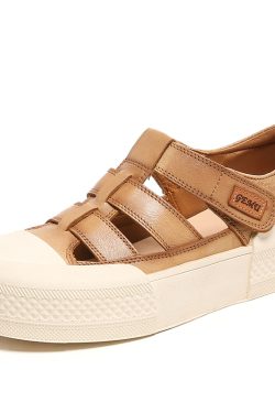 Italian-Style Soft-Soled Closed-Toe Genuine Leather Sandals for Summer - Non-Fatiguing Comfort for School Wear