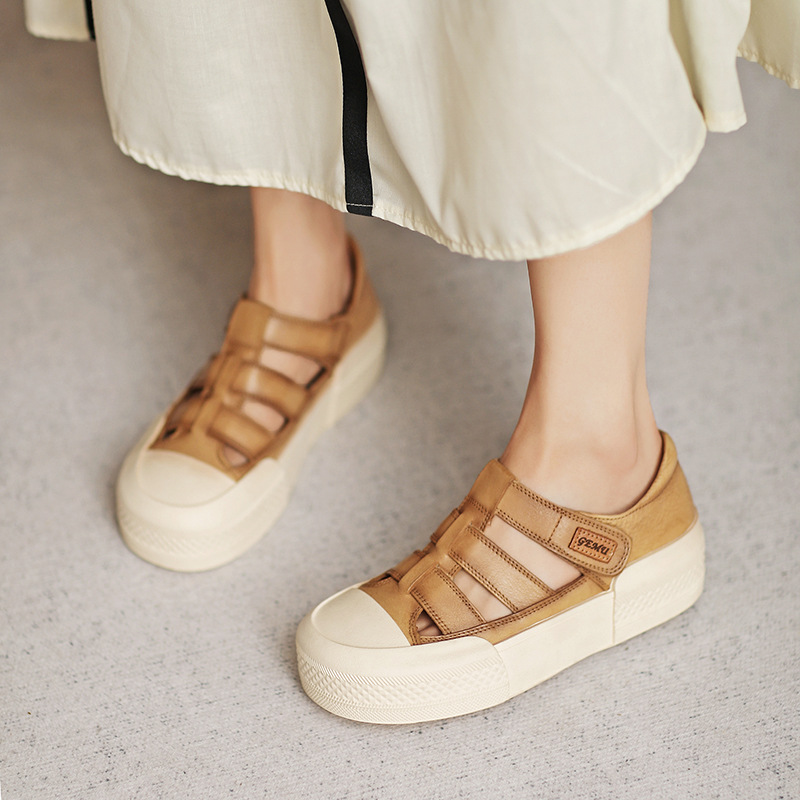 Italian-Style Soft-Soled Closed-Toe Genuine Leather Sandals for Summer - Non-Fatiguing Comfort for School Wear Italian-Style Soft-Soled Closed-Toe Genuine Leather Sandals for Summer - Non-Fatiguing Comfort for School Wear