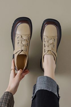 Italian-Style Soft-Soled Platform Shoes for Petites - Genuine Leather Thick-Soled Comfort Footwear