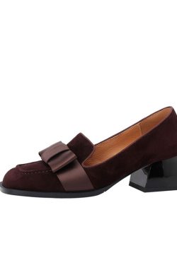 Italian-Style Suede High-Heeled Loafers for Women - Vintage French Design, Soft Sole, Comfortable Footwear