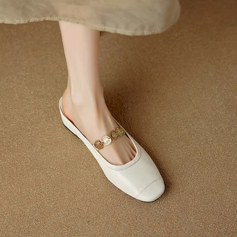 Italian Ultra-Soft Lambskin Open-Toe Half Slippers for Women - 2025 Summer One-Strap Sandals, Chic and Comfortable Footwear Italian Ultra-Soft Lambskin Open-Toe Half Slippers for Women - 2025 Summer One-Strap Sandals, Chic and Comfortable Footwear