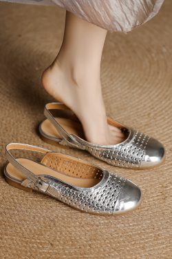 Italian Woven Hollow-Out Open-Toe Sandals for Women - Exquisite Genuine Leather Flats Perfect for Summer and Skirts