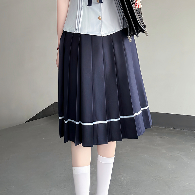 Japanese College Style Sailor Suit with Navy Collar and Waist-Collecting Design - Women's Summer Short Sleeve JK Uniform Set Japanese College Style Sailor Suit with Navy Collar and Waist-Collecting Design - Women's Summer Short Sleeve JK Uniform Set