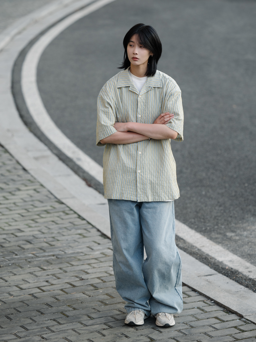 Japanese Gradient Retro Loose Straight-Leg Jeans for Men - Trendy Versatile Long Pants for Y2K and 90s Style Japanese Gradient Retro Loose Straight-Leg Jeans for Men - Trendy Versatile Long Pants for Y2K and 90s Style