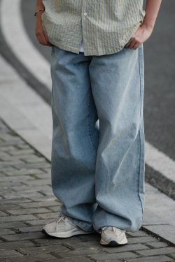 Japanese Gradient Retro Loose Straight-Leg Jeans for Men - Trendy Versatile Long Pants for Y2K and 90s Style