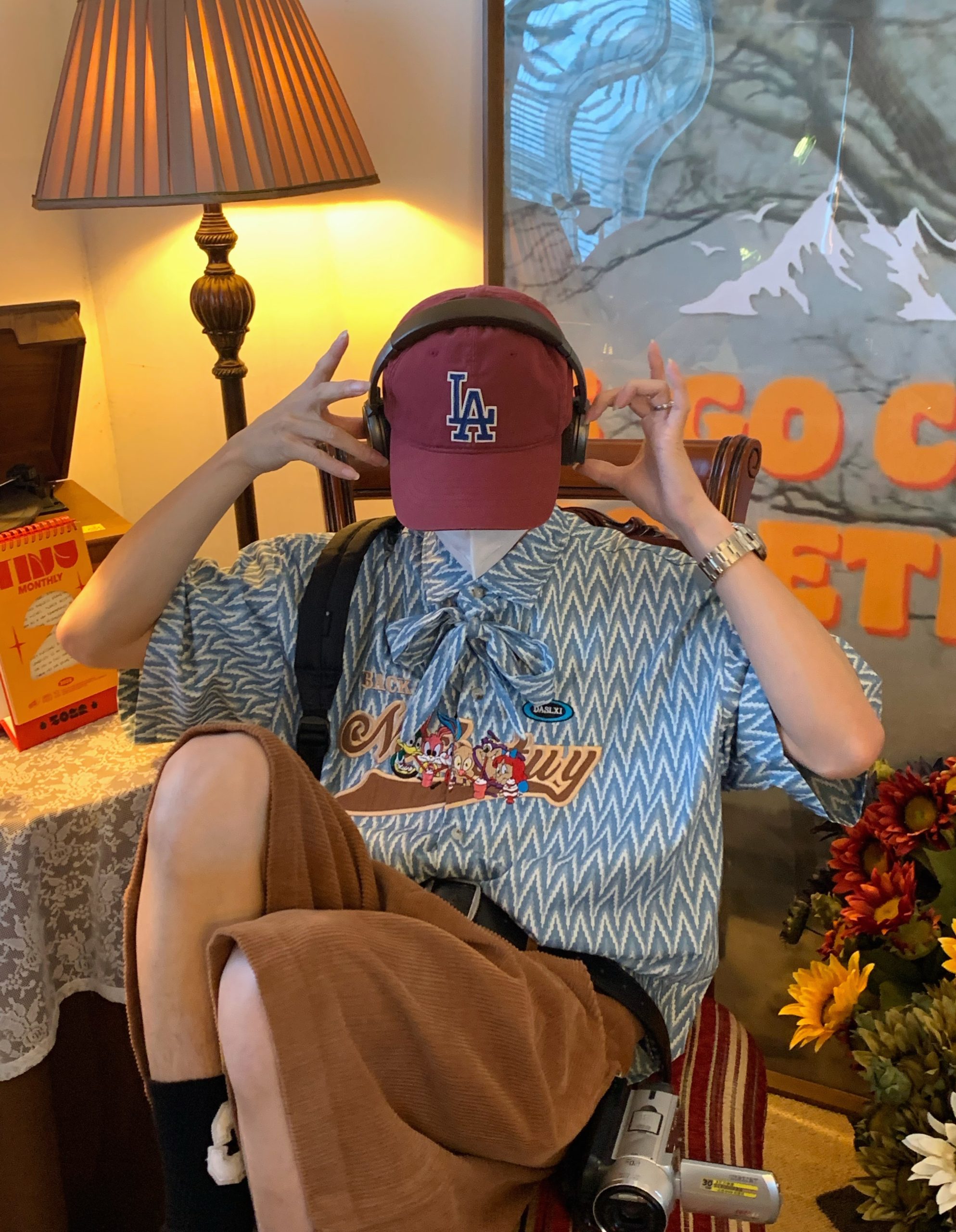 Japanese Retro Cartoon Embroidery Bow Tie Collar Shirt - Loose Gender-Neutral Summer Fashion 90s Style Top Japanese Retro Cartoon Embroidery Bow Tie Collar Shirt - Loose Gender-Neutral Summer Fashion 90s Style Top