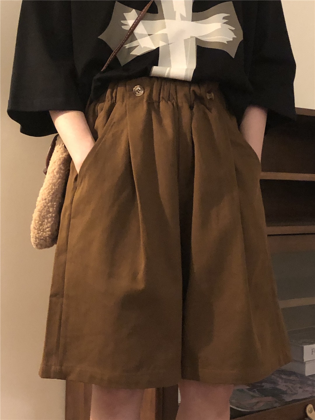 Japanese Retro Coffee Color Work Shorts for Men & Women - Summer Loose Casual Straight Wide-Leg Five-Point Pants Japanese Retro Coffee Color Work Shorts for Men & Women - Summer Loose Casual Straight Wide-Leg Five-Point Pants