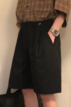 Japanese Retro Coffee Color Work Shorts for Men & Women - Summer Loose Casual Straight Wide-Leg Five-Point Pants