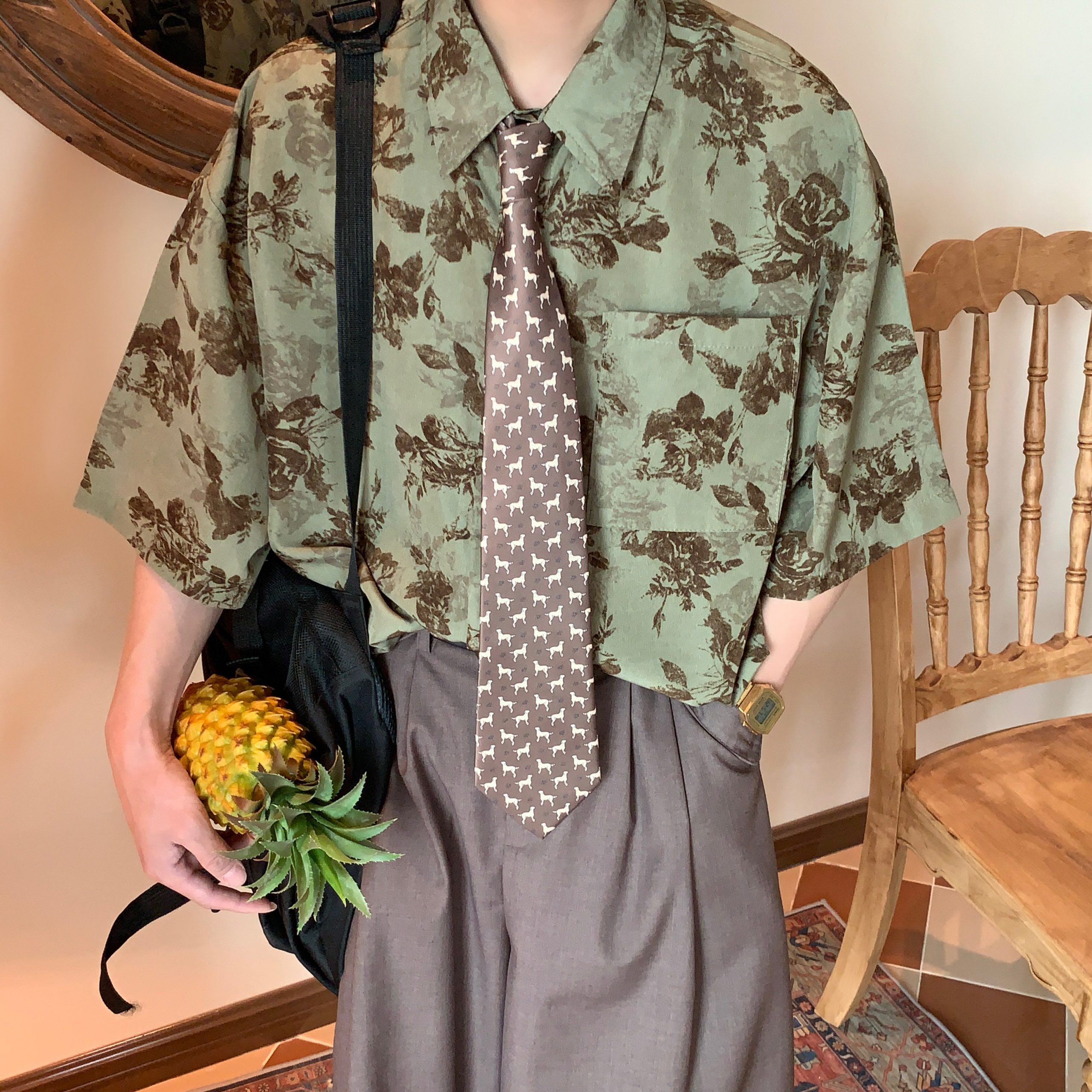 Japanese Retro Floral Print Short Sleeve Shirt - Summer Chic Hong Kong Style Casual Top for Effortless Y2K Fashion Japanese Retro Floral Print Short Sleeve Shirt - Summer Chic Hong Kong Style Casual Top for Effortless Y2K Fashion