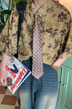 Japanese Retro Floral Print Short Sleeve Shirt - Summer Chic Hong Kong Style Casual Top for Effortless Y2K Fashion