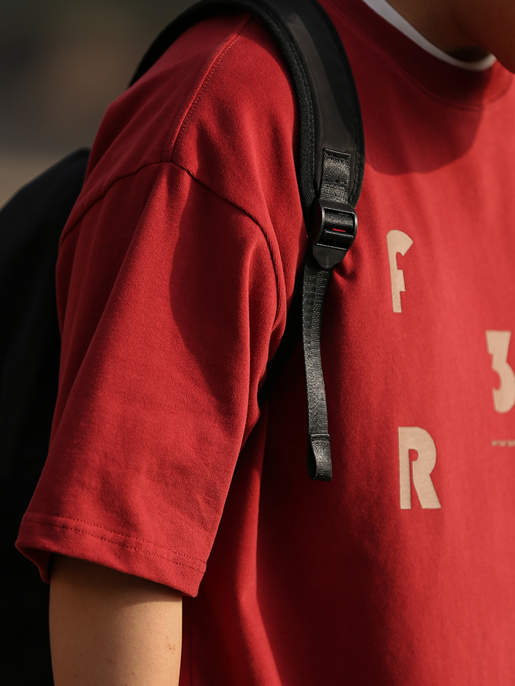 Japanese Retro Loose Casual Red Short Sleeve T-Shirt for Men and Women, Summer Letter Print Heavyweight Cotton Top Japanese Retro Loose Casual Red Short Sleeve T-Shirt for Men and Women, Summer Letter Print Heavyweight Cotton Top