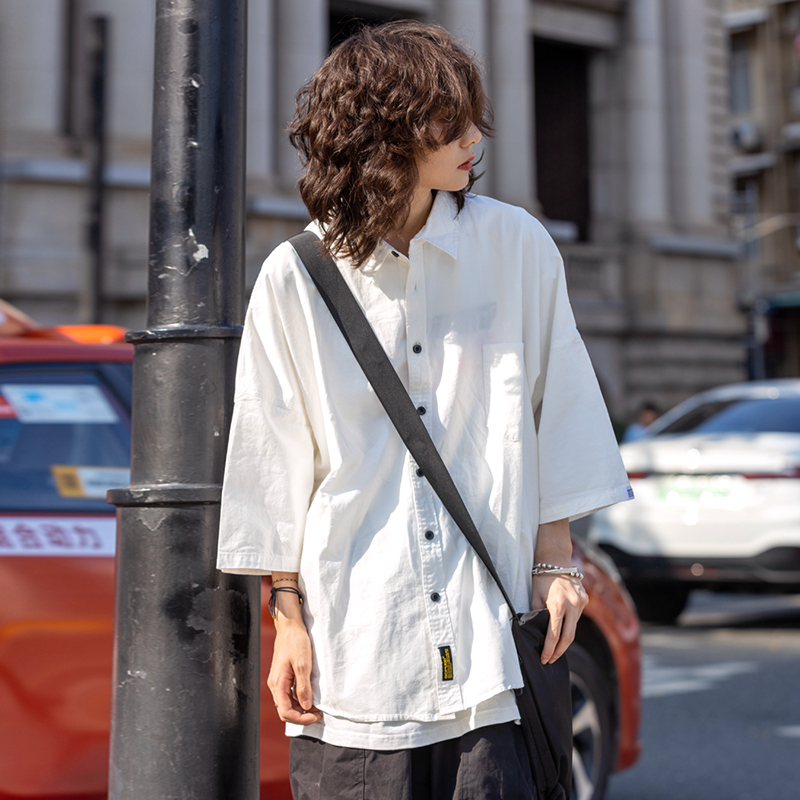 Japanese Retro Loose-Fitting Short-Sleeve Shirt for Men - Summer Trendy Fashion, Hong Kong Style, 90s Inspired Casual Wear Japanese Retro Loose-Fitting Short-Sleeve Shirt for Men - Summer Trendy Fashion, Hong Kong Style, 90s Inspired Casual Wear