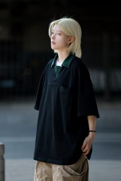 Japanese Retro Niche Design Lapel Polo Shirt for Men - Short Sleeve Commuting Style Summer T-Shirt