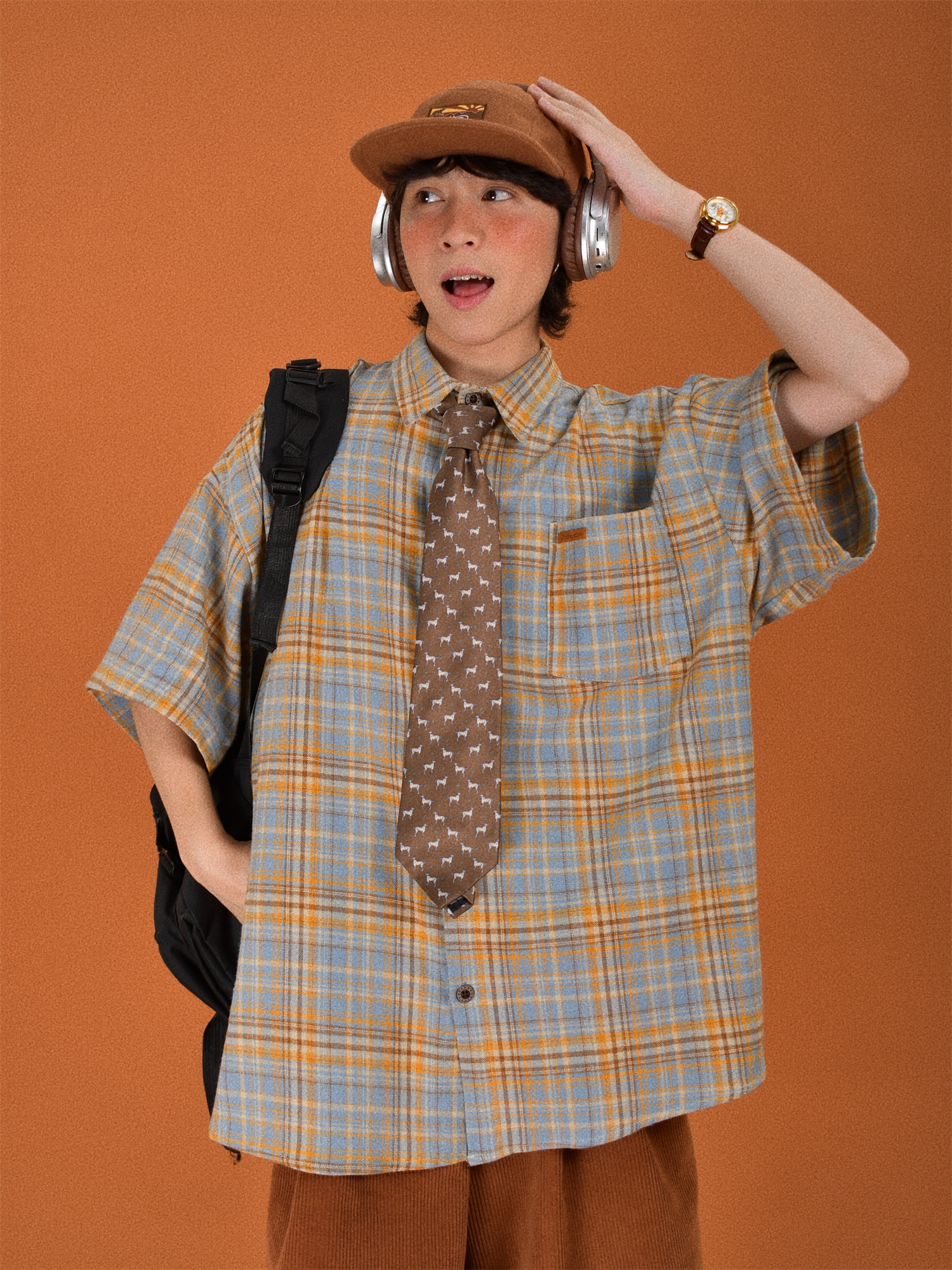 Japanese Retro Plaid Short Sleeve Shirt for Men and Women, Summer Versatile Loose Checkered Half Sleeve Top - Y2K Style Japanese Retro Plaid Short Sleeve Shirt for Men and Women, Summer Versatile Loose Checkered Half Sleeve Top - Y2K Style