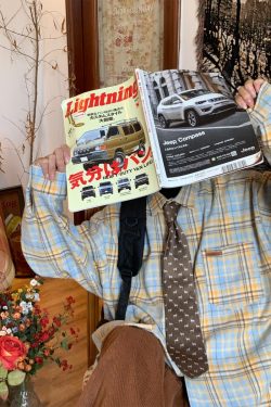 Japanese Retro Plaid Short Sleeve Shirt for Men and Women, Summer Versatile Loose Checkered Half Sleeve Top - Y2K Style