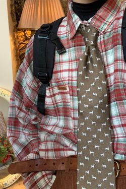 Japanese Retro Plaid Short Sleeve Shirt for Men and Women, Summer Versatile Loose Checkered Half Sleeve Top - Y2K Style