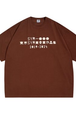 Japanese Retro Round Neck City Boy Short Sleeve T-Shirt for Men - Loose Fit Trendy Letter Print Tee, Y2K Style Fashion Top