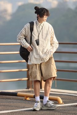 Japanese Retro Striped Long Sleeve Shirt for Men and Women – Versatile Casual Top, Spring Fashion Essential