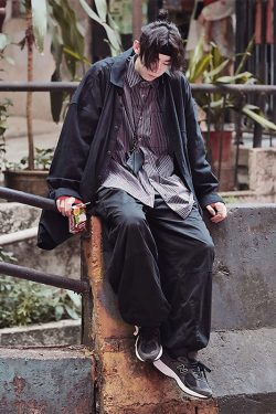 Japanese Retro Striped Long Sleeve Shirt Unisex Oversized Trendy 90s Inspired Casual Wear