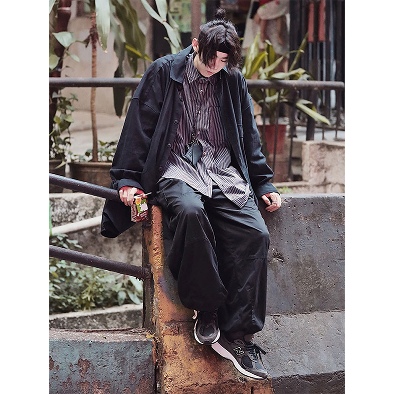 Japanese Retro Striped Long Sleeve Shirt Unisex Oversized Trendy 90s Inspired Casual Wear Japanese Retro Striped Long Sleeve Shirt Unisex Oversized Trendy 90s Inspired Casual Wear