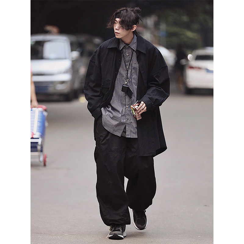 Japanese Retro Striped Long Sleeve Shirt Unisex Oversized Trendy 90s Inspired Casual Wear Japanese Retro Striped Long Sleeve Shirt Unisex Oversized Trendy 90s Inspired Casual Wear