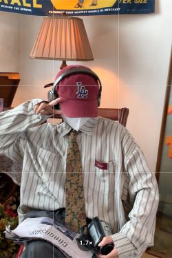 Japanese Retro Vertical Striped Long Sleeve Shirt - 2024 Autumn Loose Fit Sun Protection Top for a Relaxed Y2K Look