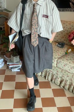 Japanese Retro Vertical Striped Loose Short Sleeve Shirt - 2024 Summer Trendy Minimalist Fashion Top