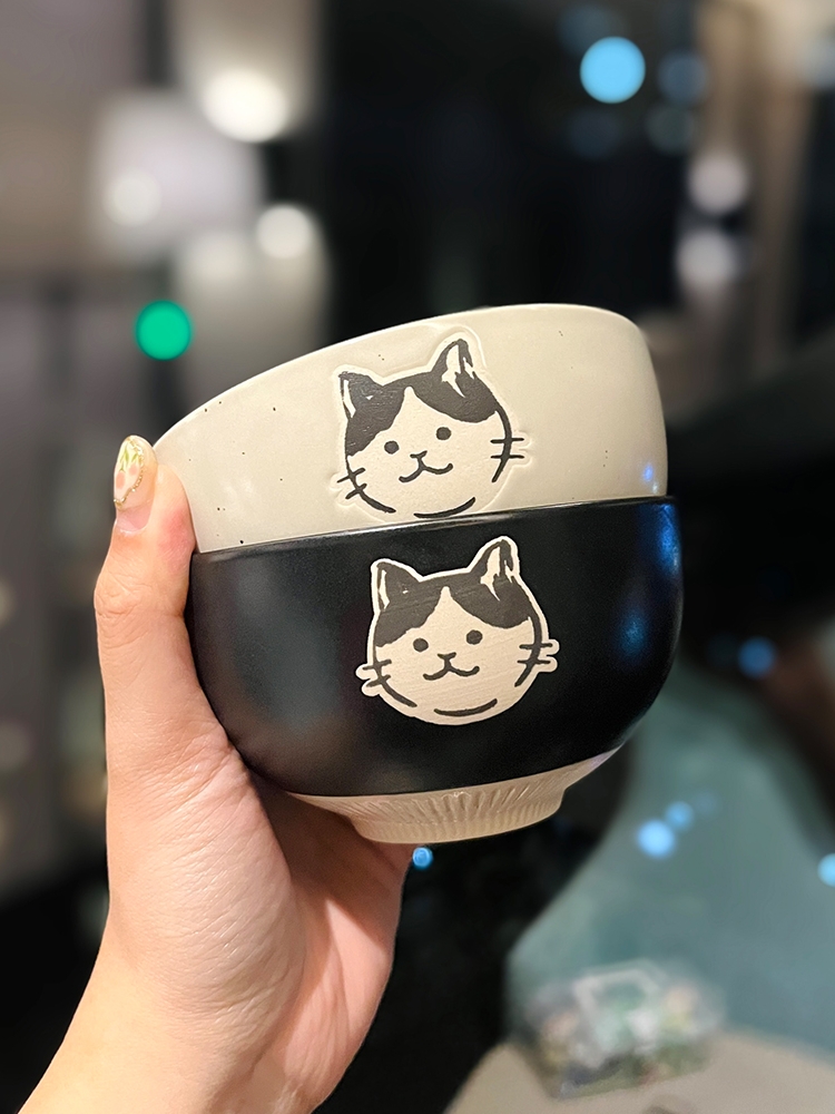 Japanese-Style Cat Ceramic Rice Bowl, Cute Home Use Bowl for Girls, INS Children's Feeding Bowl, Adorable Kitchen Decor Japanese-Style Cat Ceramic Rice Bowl, Cute Home Use Bowl for Girls, INS Children's Feeding Bowl, Adorable Kitchen Decor