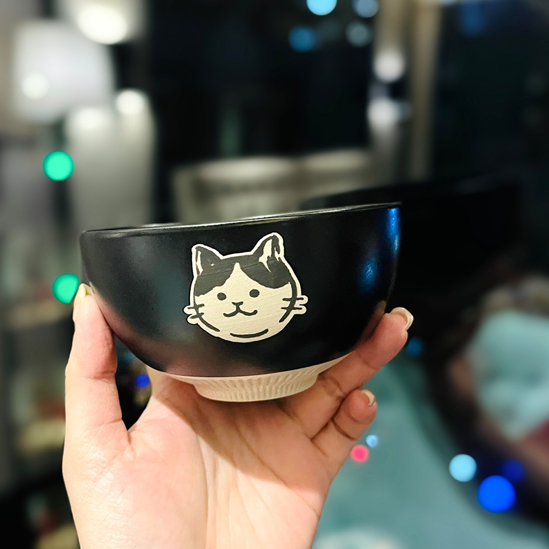 Japanese-Style Cat Ceramic Rice Bowl, Cute Home Use Bowl for Girls, INS Children's Feeding Bowl, Adorable Kitchen Decor Japanese-Style Cat Ceramic Rice Bowl, Cute Home Use Bowl for Girls, INS Children's Feeding Bowl, Adorable Kitchen Decor
