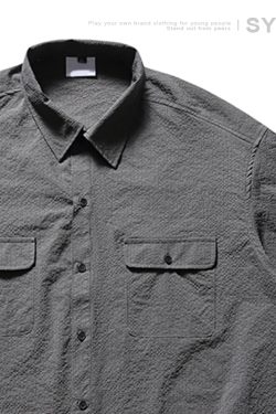 Japanese-Style Checkered Drop Shoulder Short-Sleeve Shirt with Double Pockets - Unisex Youth Jacket for 90s and Y2K Fashion