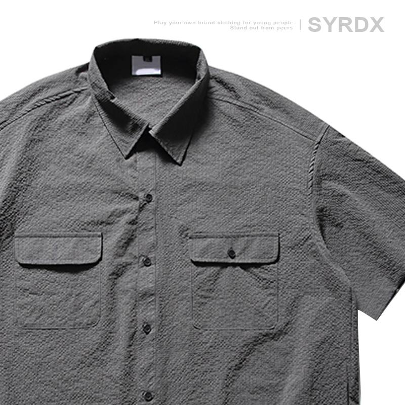 Japanese-Style Checkered Drop Shoulder Short-Sleeve Shirt with Double Pockets - Unisex Youth Jacket for 90s and Y2K Fashion Japanese-Style Checkered Drop Shoulder Short-Sleeve Shirt with Double Pockets - Unisex Youth Jacket for 90s and Y2K Fashion