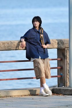 Japanese-Style Checkered Drop Shoulder Short-Sleeve Shirt with Double Pockets - Unisex Youth Jacket for 90s and Y2K Fashion