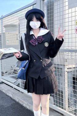 Japanese Style College Wind Uniform Set - Women's Spring JK Jacket with Pudding Bear Design - Cute and Trendy Outfit for Y2K Fashion Lovers