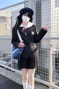 Japanese Style College Wind Uniform Set - Women's Spring JK Jacket with Pudding Bear Design - Cute and Trendy Outfit for Y2K Fashion Lovers
