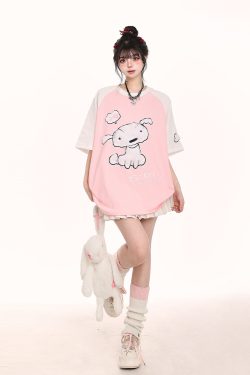 Japanese-Style Cute Sweet Dog Short-Sleeve T-Shirt for Women - Loose-Fitting Summer 2025 Trend, Youthful Look