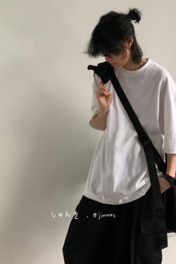 Japanese-Style Heavyweight 260g Loose Short-Sleeve T-Shirt for Men and Women - Summer City Boy Casual College Tee