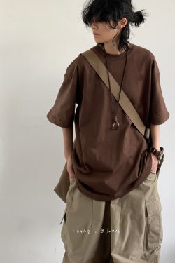 Japanese-Style Heavyweight 260g Loose Short-Sleeve T-Shirt for Men and Women - Summer City Boy Casual College Tee